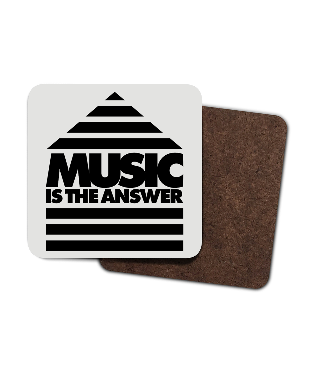 4 Pack Hardboard Coaster Music Black