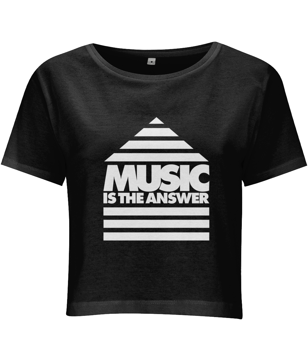 Women's Cropped T-shirt Music Logo White
