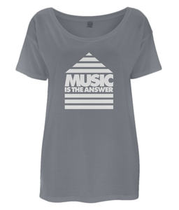 Women's  Oversized T-Shirt Music Logo White